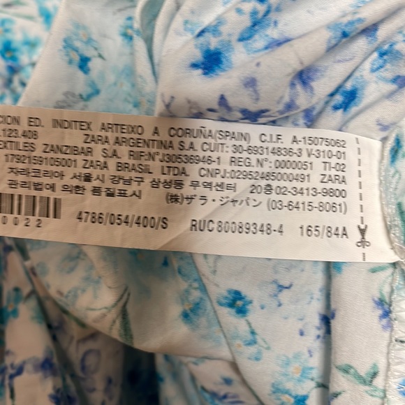 Zara Blue Floral Printed Poplin Babydoll Mini Dress - Picture 13 of 15